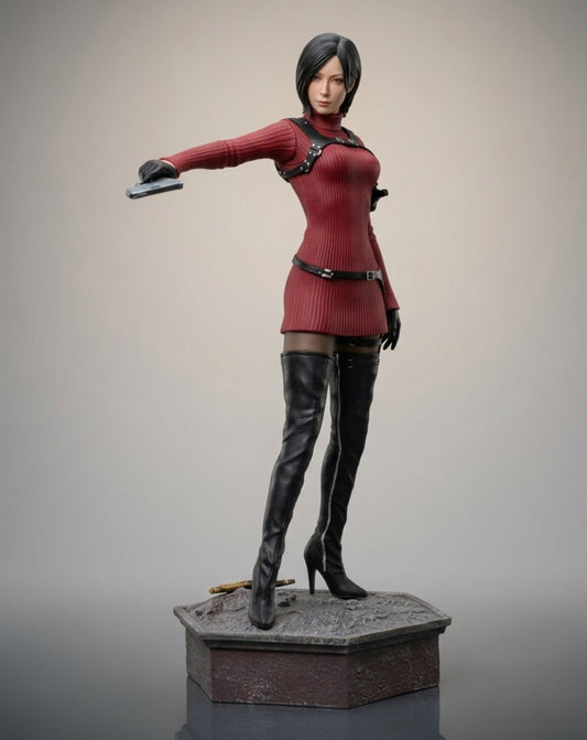 Ada Wong Resident Evil figure, full front view of the 34cm 1/6 scale collectible statue on its display base