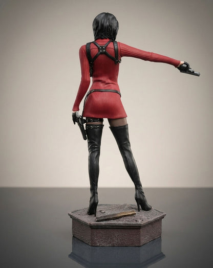 Ada Wong figure rear view, back angle showing the red dress and outfit detail of the 34cm Resident Evil collectible