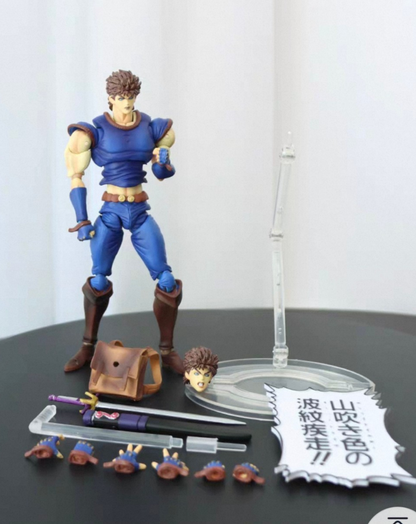 Jonathan Joestar anime figure shown with its display stand and packaging box, three-quarter collectible view on the dark surface