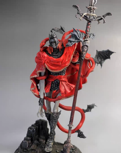 Close-up detail of the Messmer the Impaler figurine's spear weapon and hand-painted armor finish