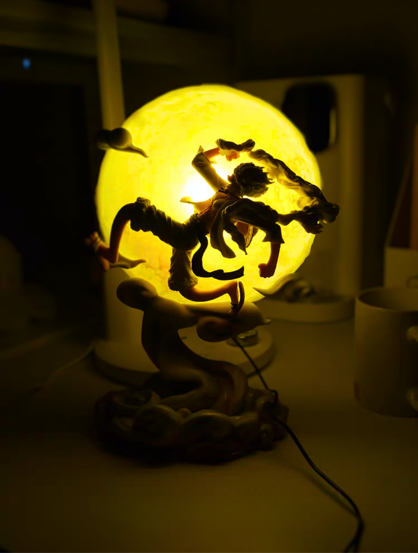 Luffy Gear 5 LED Lamp One Piece Figure Night Light Sun God Luffy Anime Room Decor One Piece Collector Lamp Gift
