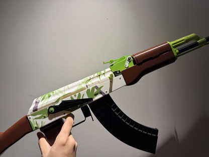 Life size CS2 inspired Hydroponic AK-47 collectible prop — 1:1 scale replica, dark studio background, front angle view