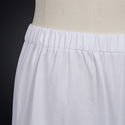 White loose cosplay pants with elastic waistband close up detail for Choso costume set