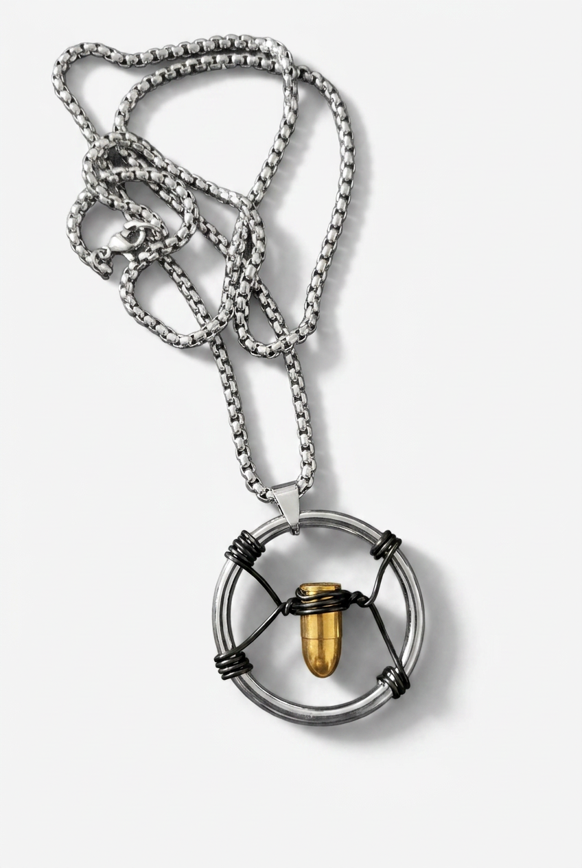 Cyberpunk Bullet Necklace V Bullet Pendant  Necklace Stainless Steel Dystopian Military Jewelry Cyberpunk V's Pendant Necklace Gift for Him