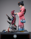 Akaza Koyuki Kimono Duo Statue Front View, Collectible Anime Ghost Slayer Figurine, Gift For Him