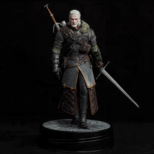 Geralt Witcher Statue Back Full View
