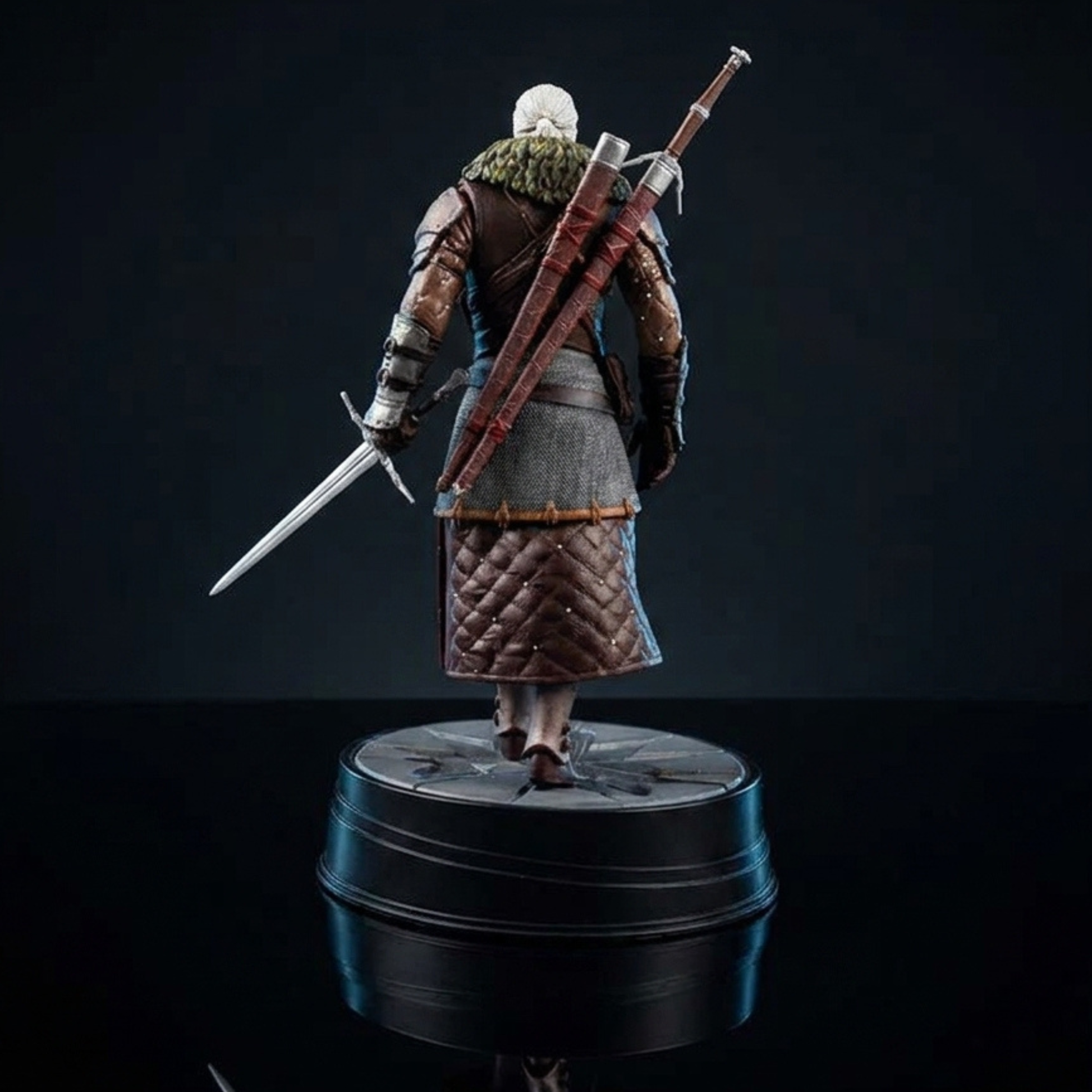 Geralt Witcher Statue Back Full View