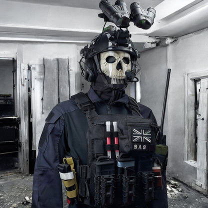 Full Ghost Operator Costume Set With Vest Helmer & Acessories MW2 Cosplay Call of Duty Modern Warfare 2 Ghost Riley Complete Kit Skull Mask Tactical Helmet And Vest Set