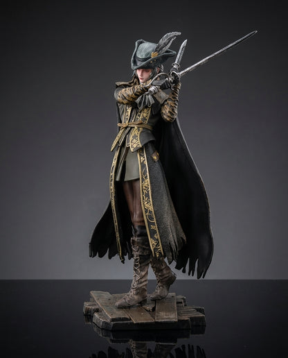 Lady Maria From Bloodborne collectible statue with hand-painted detail, side view showing her holding two swords