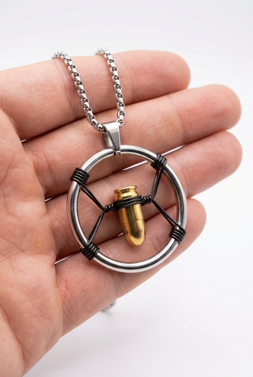 Cyberpunk Bullet Necklace V Bullet Pendant  Necklace Stainless Steel Dystopian Military Jewelry Cyberpunk V's Pendant Necklace Gift for Him