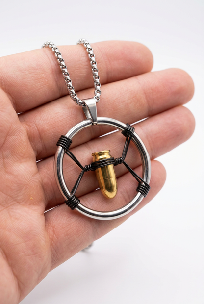 Cyberpunk Bullet Necklace V Bullet Pendant  Necklace Stainless Steel Dystopian Military Jewelry Cyberpunk V's Pendant Necklace Gift for Him