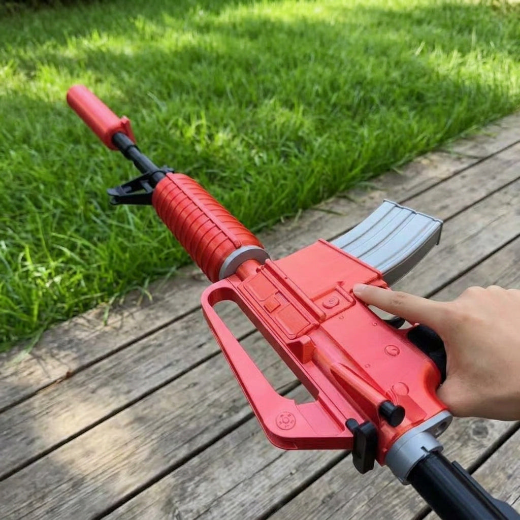 CS2 Rat Rod M4A1-S full size prop replica showing removable grey magazine and red body detail, side view
