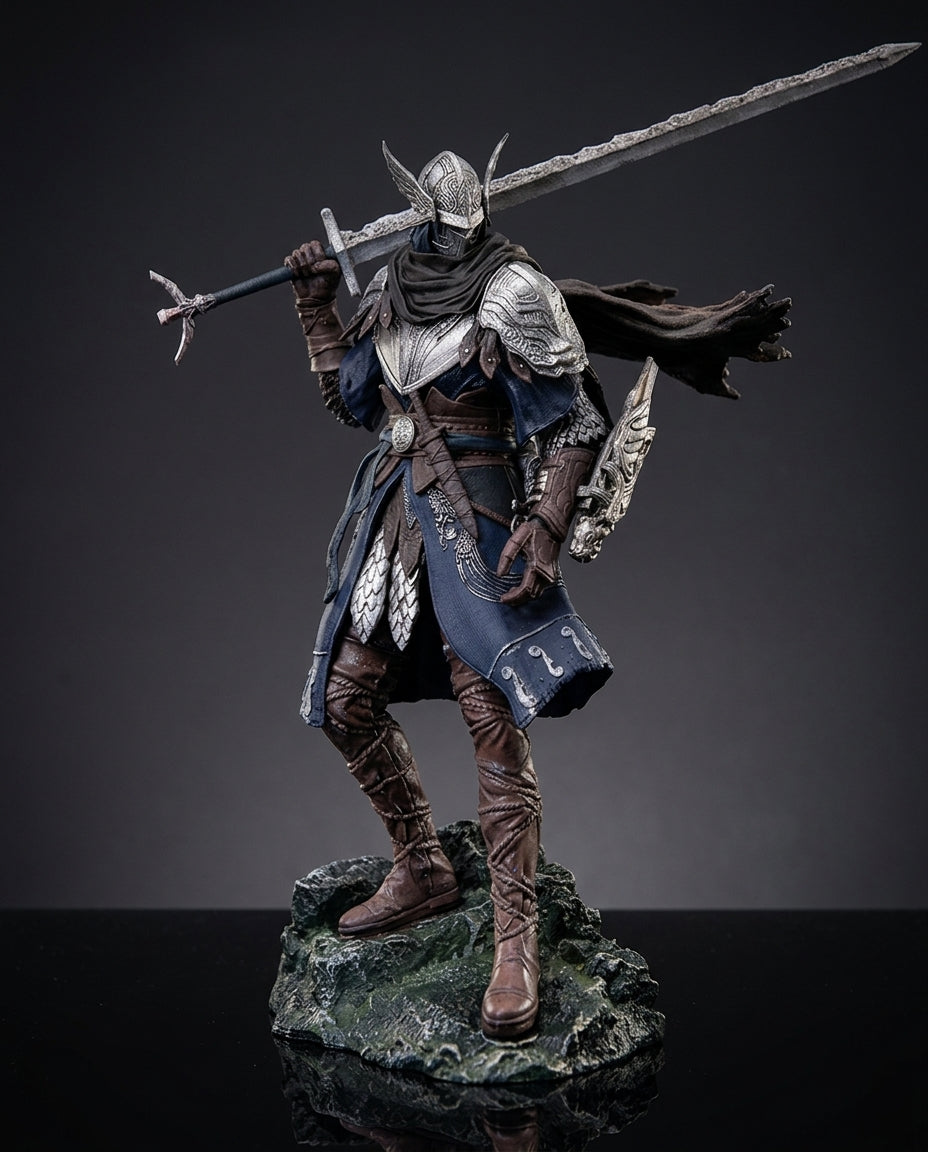 Wylder Elden Ring Nightreign Figurine Front Pose On Dark Gray Studio Background