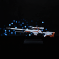 Mini AWP Asiimov replica CS2 inspired collectible figurine, dark background, full detail view