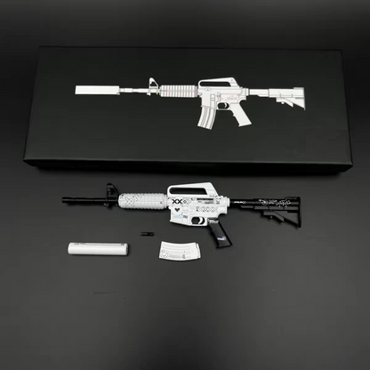 Disassembled rifle from CS2 - Counter Strike M4A1-S Printstream Mini replica scale model on a black surface